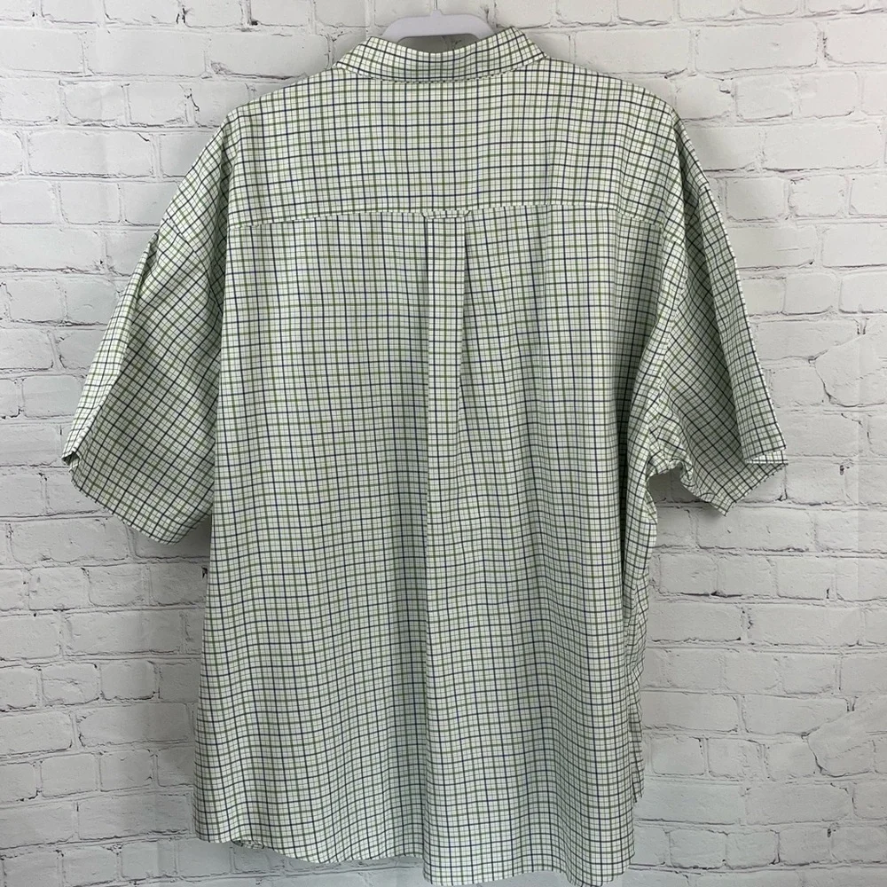 Cabelas Outfitter Series Shirt Mens 3XL Green/White Plaid Short Sleeve Button Up - Picture 2 of 8